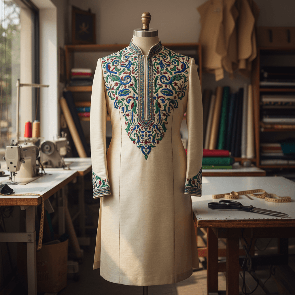 Finished custom kurta on display form